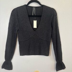 NWT Anthropologie Twofer Sweater | Charcoal Metallic | Size XXS
